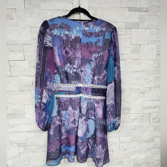 Boho Floral Paisley Print Lace Trim Dress - Picture 4 of 8